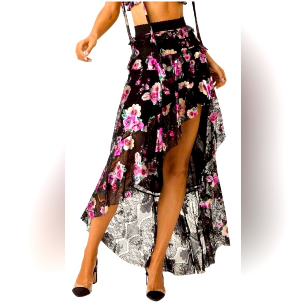 Brand new never worn high low “For Love and Lemons” black lace skirt!